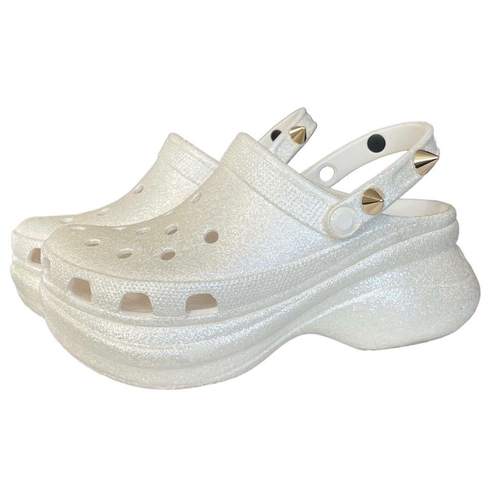 Women Crocs Classic Bae Glitter Stud Platform Clog Size 10 - White -LIMITED - Picture 2 of 12